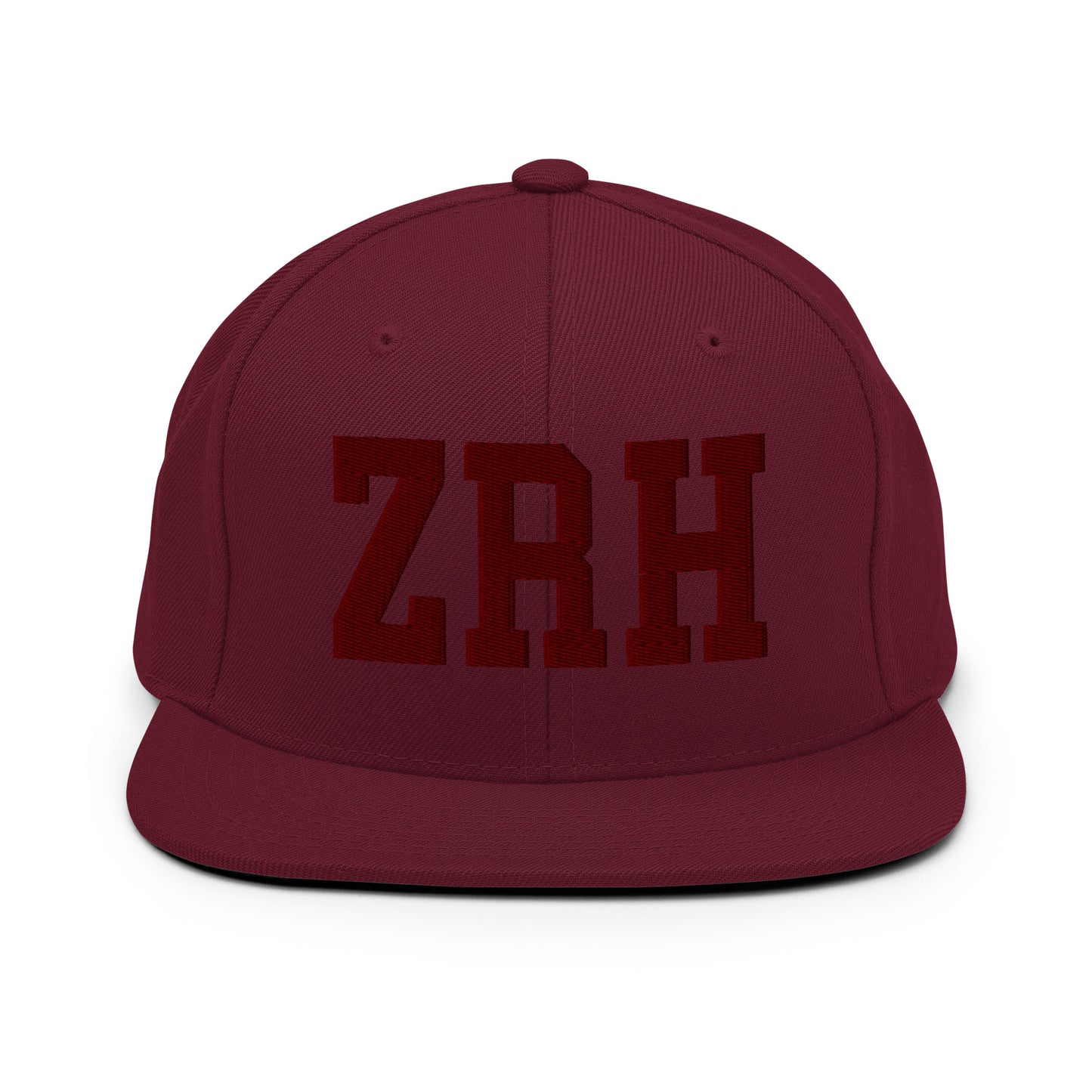 College-Style Snapback Hat • Maroon Embroidery • ZRH Zurich • YHM Designs - Image 07