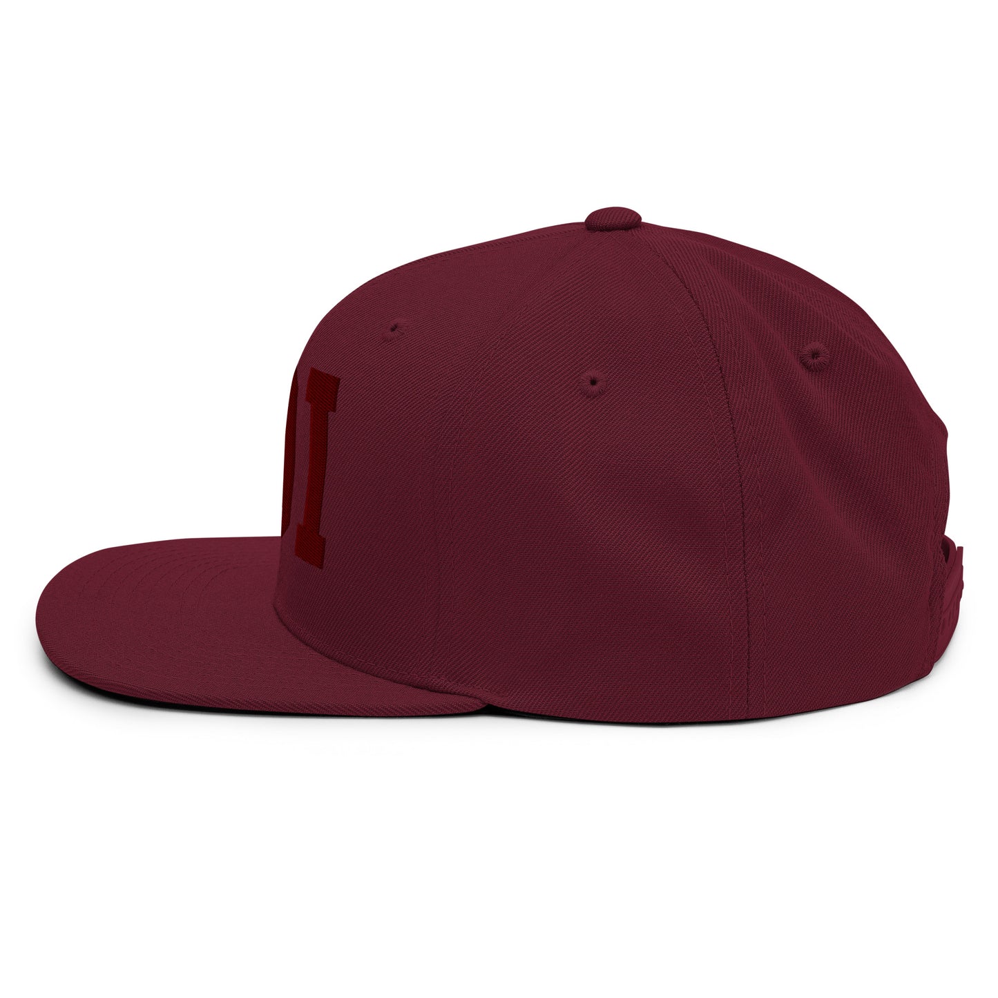 College-Style Snapback Hat • Maroon Embroidery • EDI Edinburgh • YHM Designs - Image 09