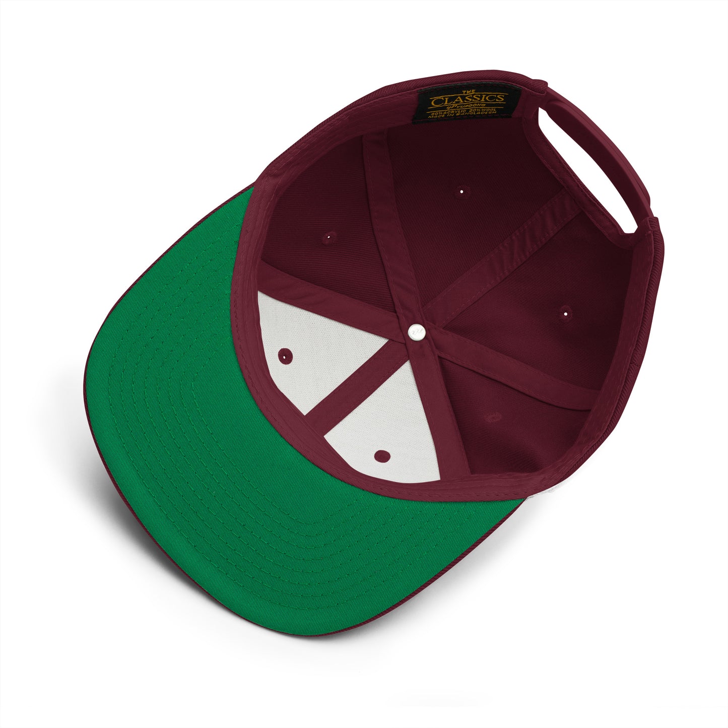 College-Style Snapback Hat • Maroon Embroidery • EDI Edinburgh • YHM Designs - Image 05