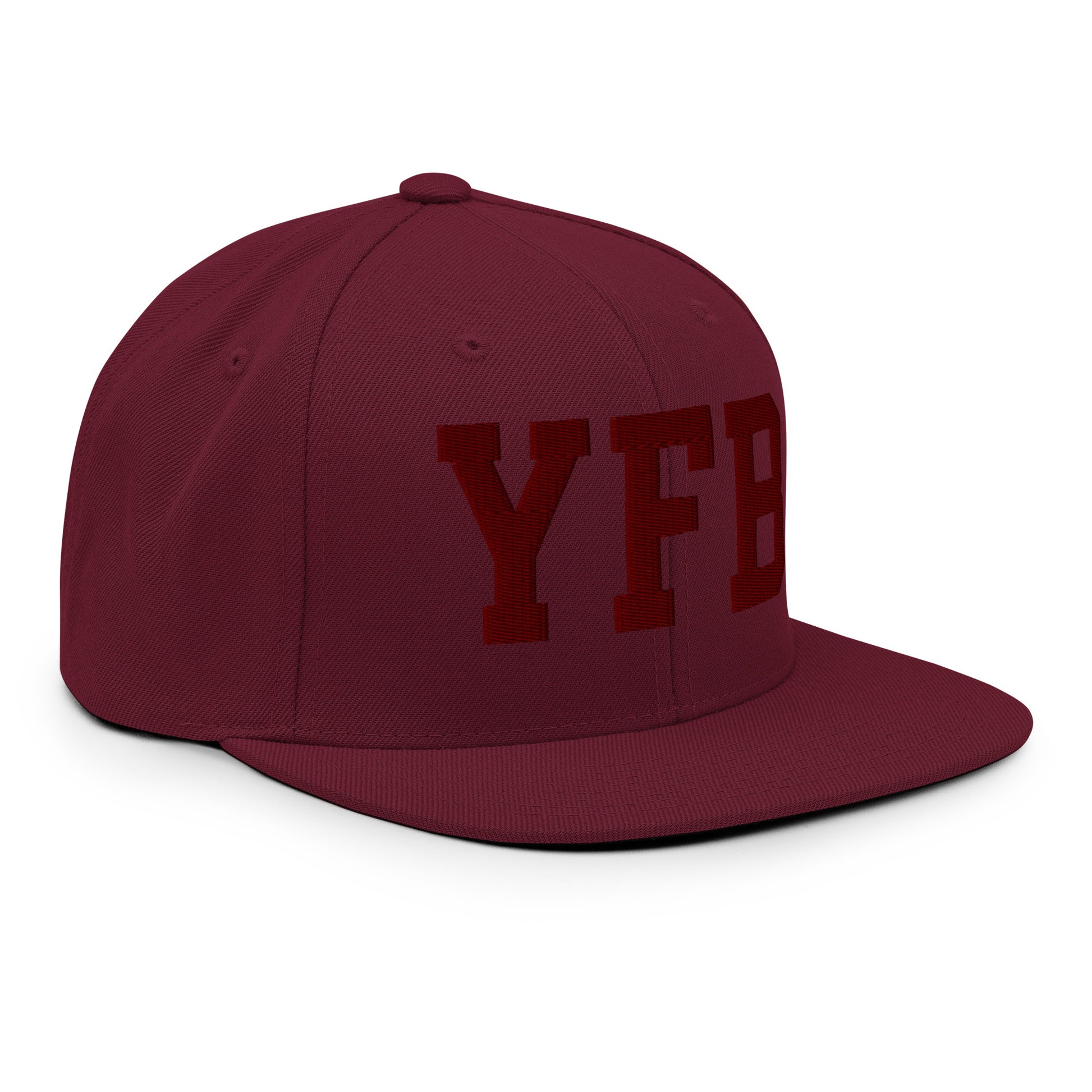 College-Style Snapback Hat • Maroon Embroidery • YFB Iqaluit Souvenir • YHM Designs - Image 10
