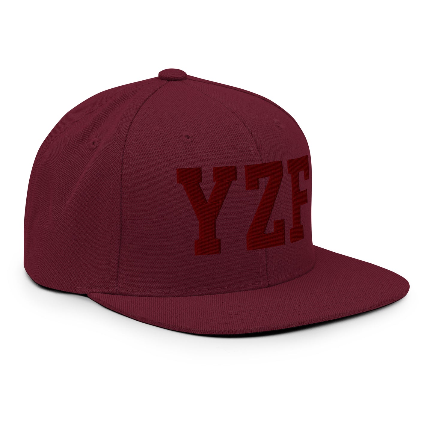 College-Style Snapback Hat • Maroon Embroidery • YZF Yellowknife Souvenir • YHM Designs - Image 10