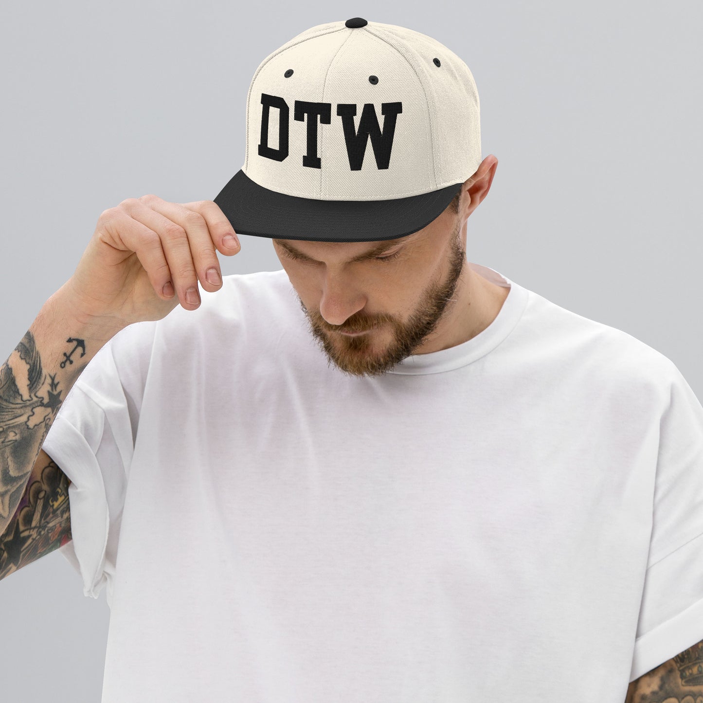 College-Style Classic Snapback Hat • Black • DTW Detroit Souvenir • YHM Designs - Image 06