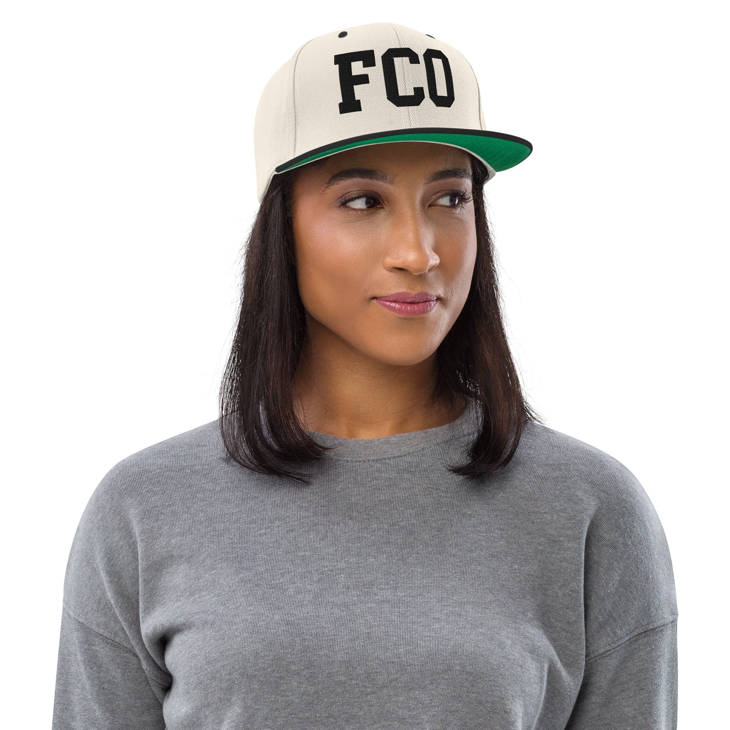 College-Style Classic Snapback Hat • Black • FCO Rome • YHM Designs - Image 04