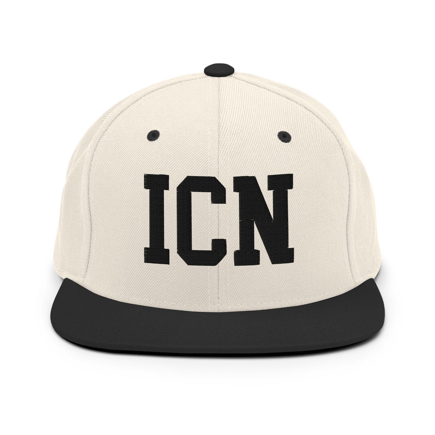 College-Style Classic Snapback Hat • Black • ICN Seoul Souvenir • YHM Designs - Image 31