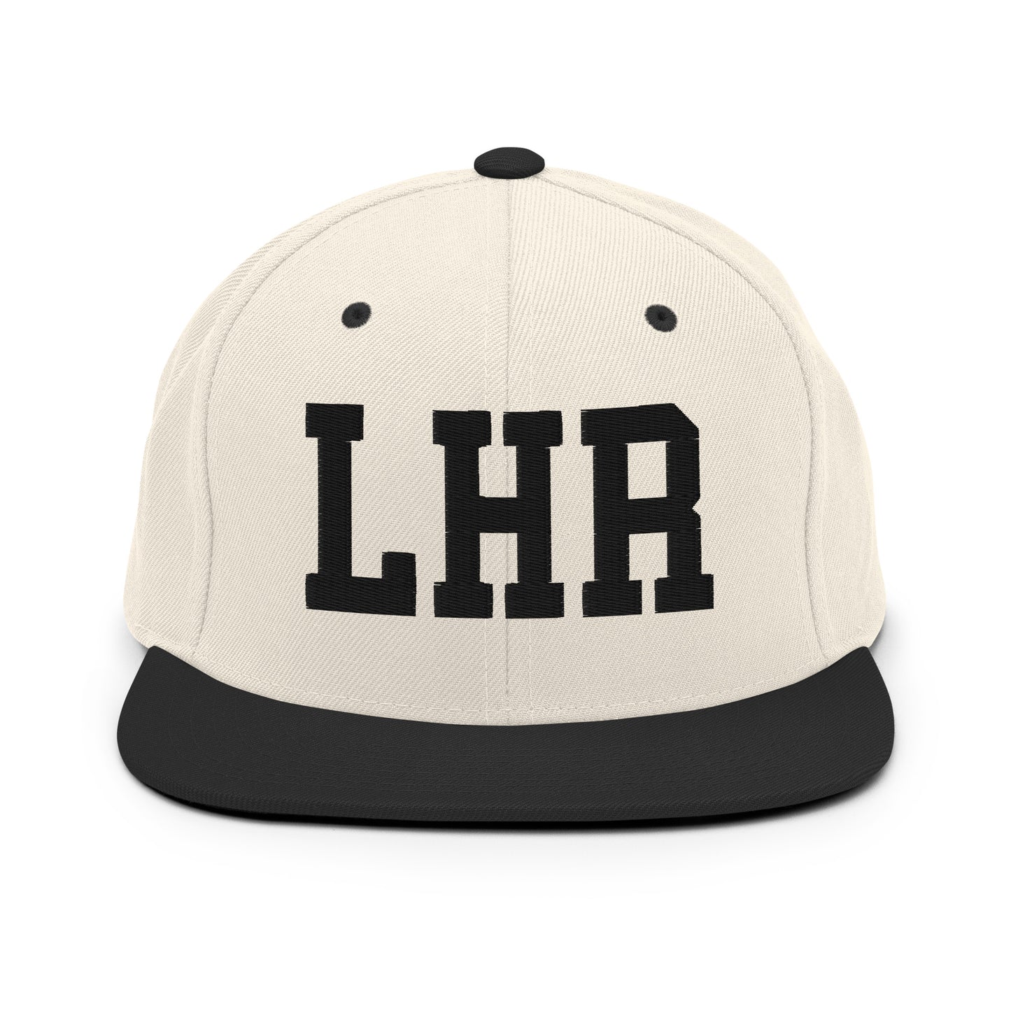 College-Style Classic Snapback Hat • Black • LHR London Souvenir • YHM Designs - Image 31