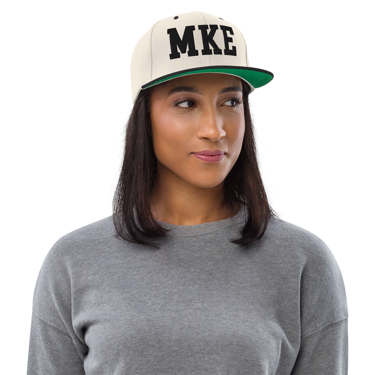 College-Style Classic Snapback Hat • Black • MKE Milwaukee • YHM Designs - Image 04