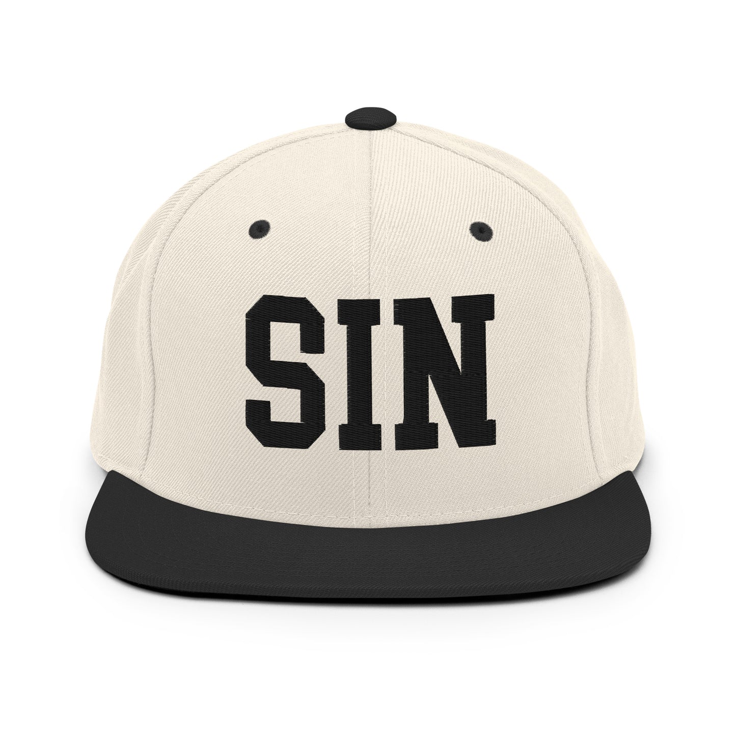 College-Style Classic Snapback Hat • Black • SIN Singapore Souvenir • YHM Designs - Image 31