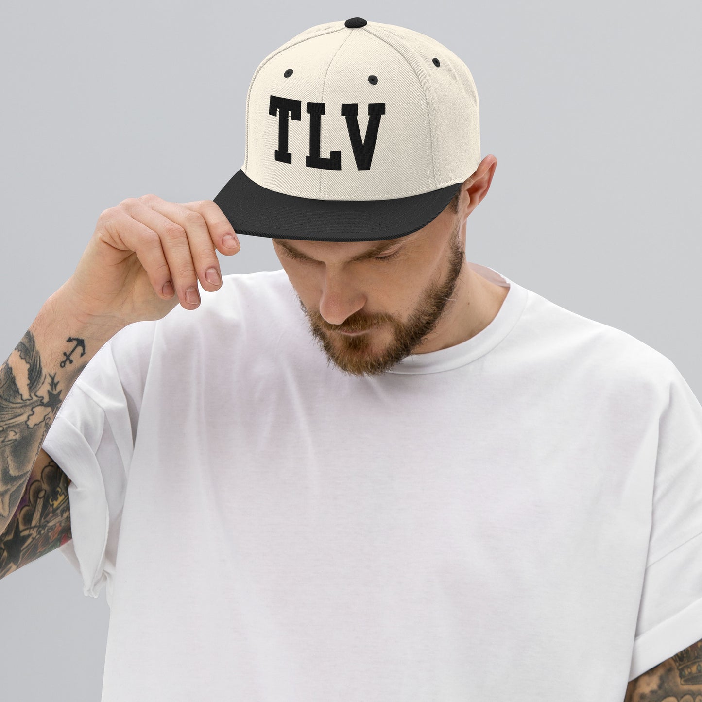 College-Style Classic Snapback Hat • Black • TLV Tel Aviv • YHM Designs - Image 06