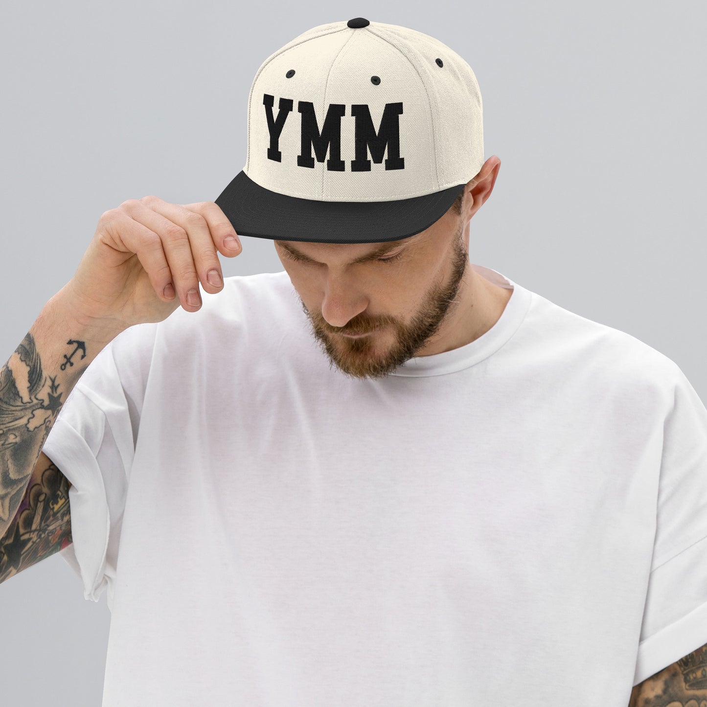 College-Style Classic Snapback Hat • Black • YMM Fort McMurray • YHM Designs - Image 06