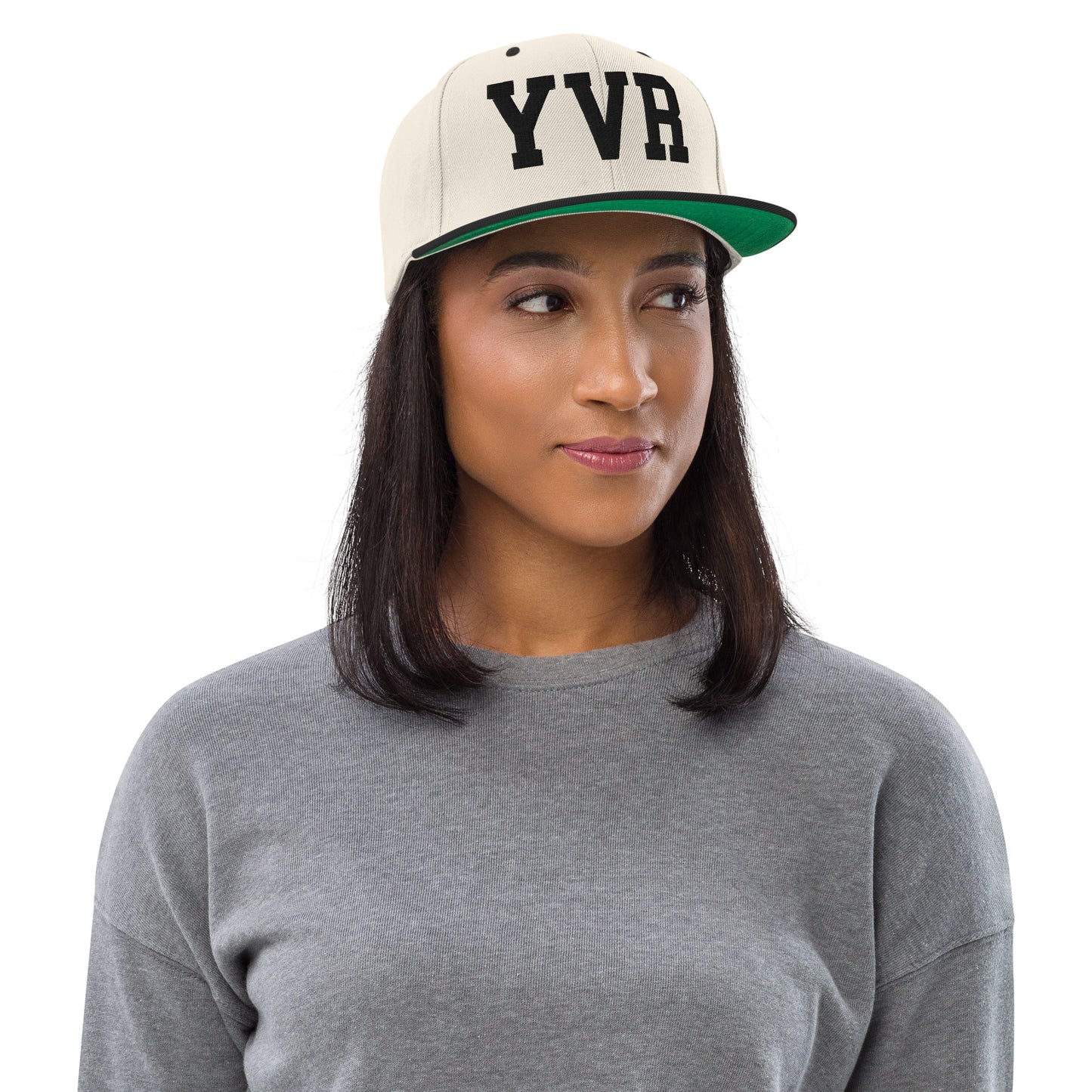 College-Style Classic Snapback Hat • Black • YVR Vancouver • YHM Designs - Image 04
