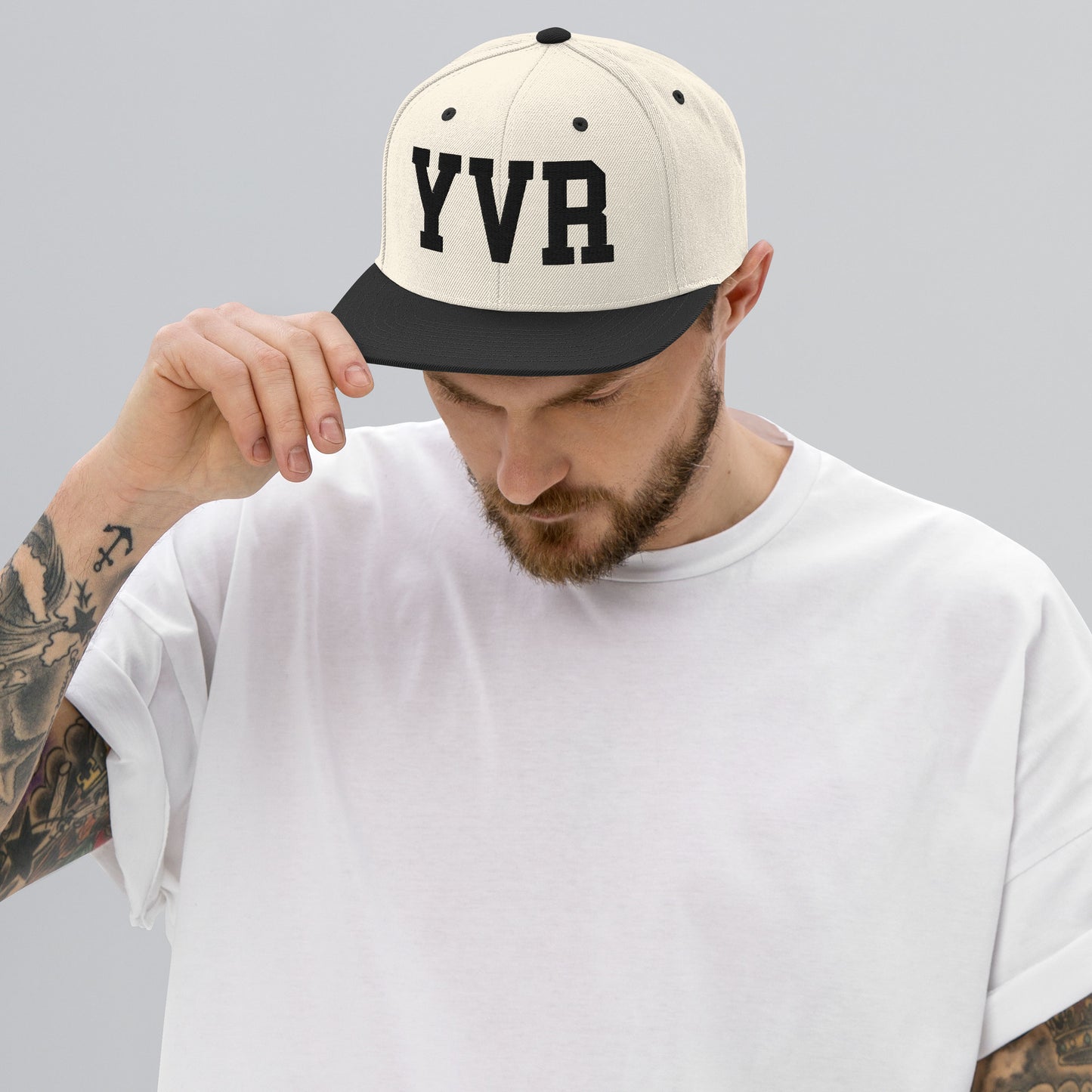 College-Style Classic Snapback Hat • Black • YVR Vancouver • YHM Designs - Image 06