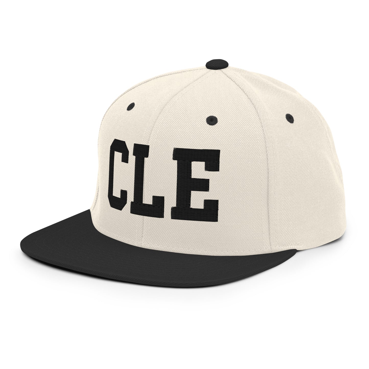 College-Style Classic Snapback Hat • Black • CLE Cleveland Souvenir • YHM Designs - Image 01