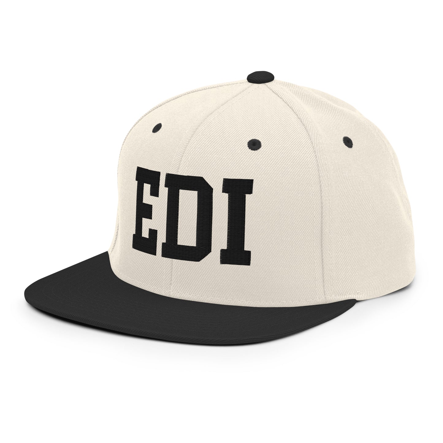 College-Style Classic Snapback Hat • Black • EDI Edinburgh Souvenir • YHM Designs - Image 01