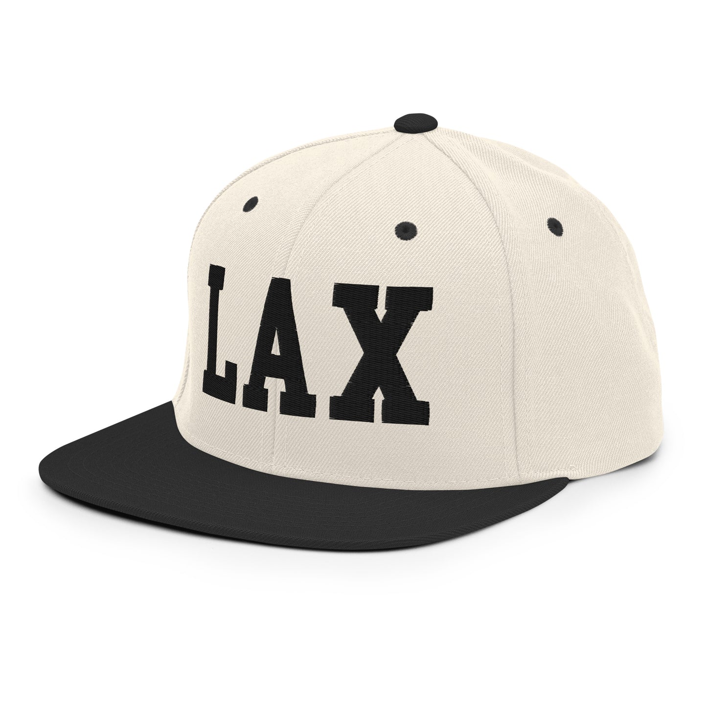College-Style Classic Snapback Hat • Black • LAX Los Angeles • YHM Designs - Image 01