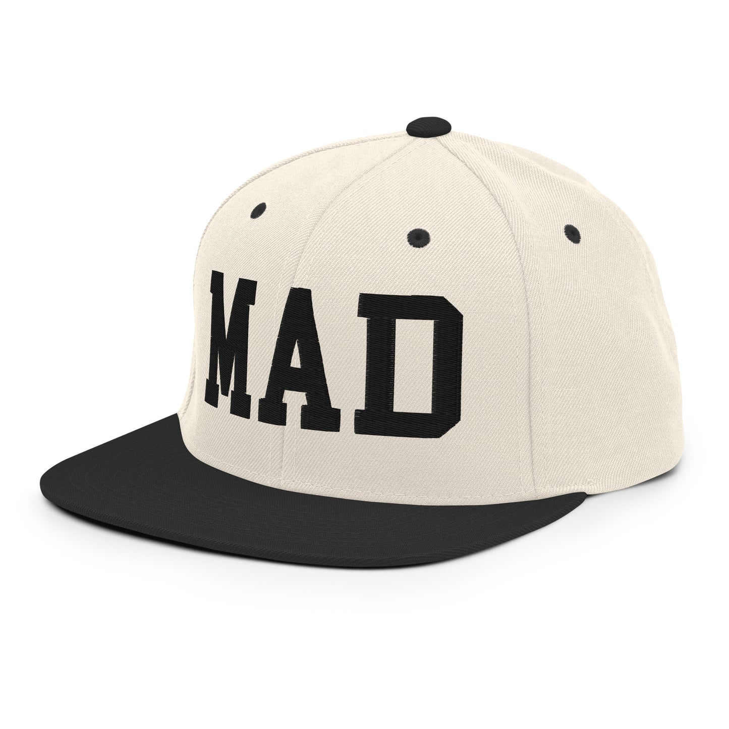 College-Style Classic Snapback Hat • Black • MAD Madrid • YHM Designs - Image 01