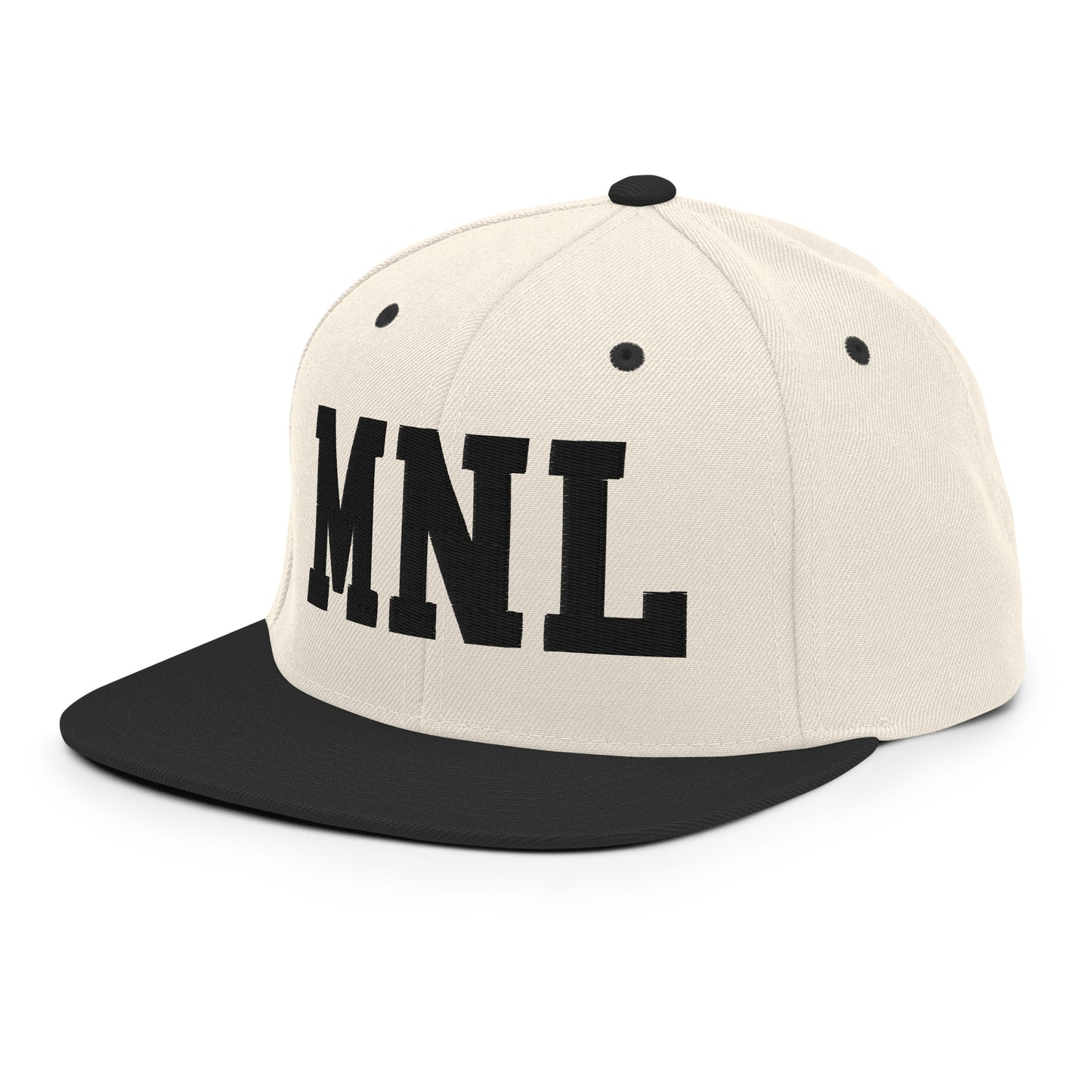 College-Style Classic Snapback Hat • Black • MNL Manila • YHM Designs - Image 01