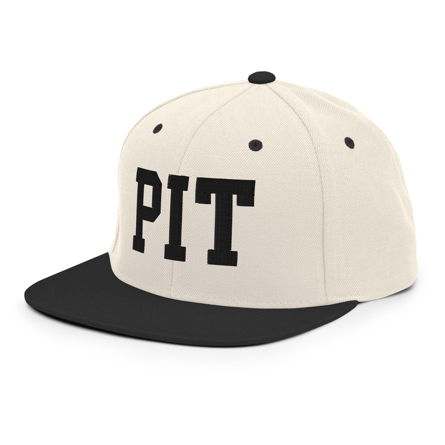 College-Style Classic Snapback Hat • Black • PIT Pittsburgh Souvenir • YHM Designs - Image 01