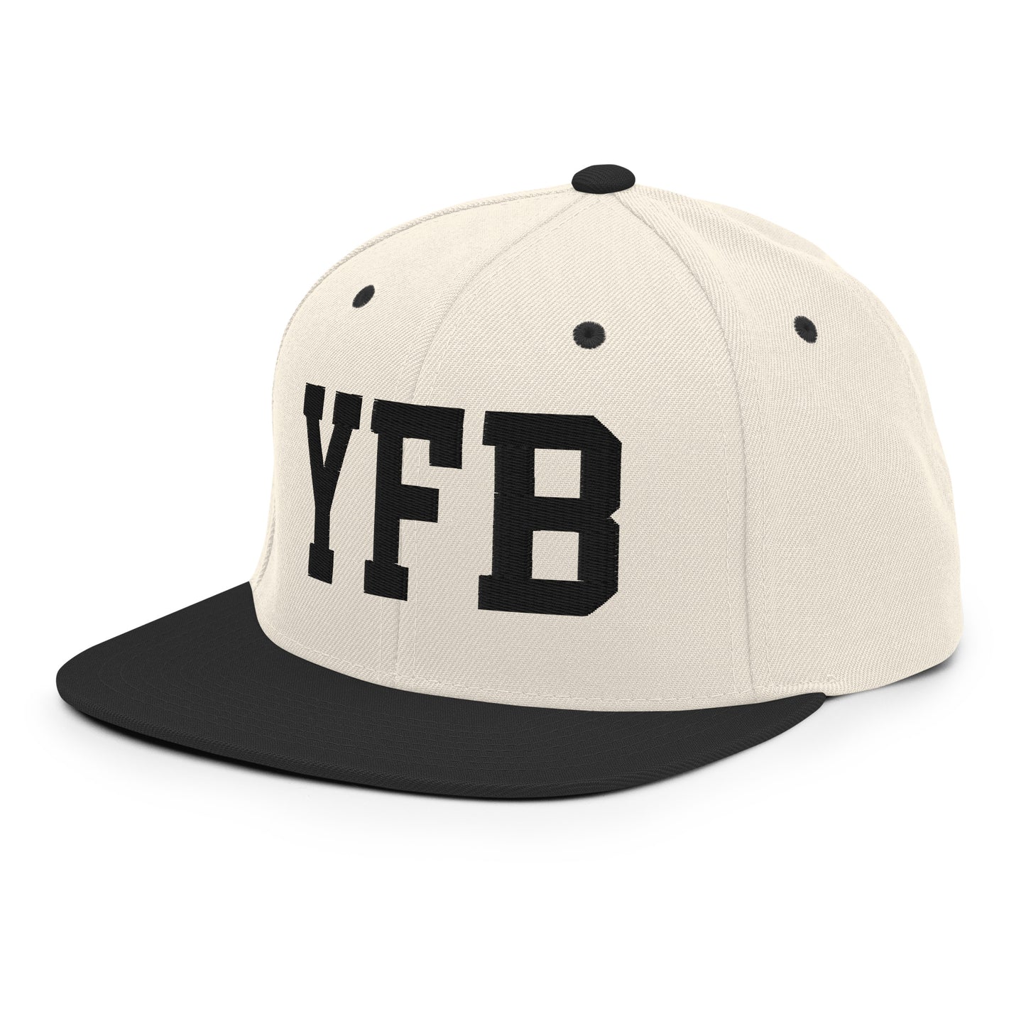 College-Style Classic Snapback Hat • Black • YFB Iqaluit Souvenir • YHM Designs - Image 01