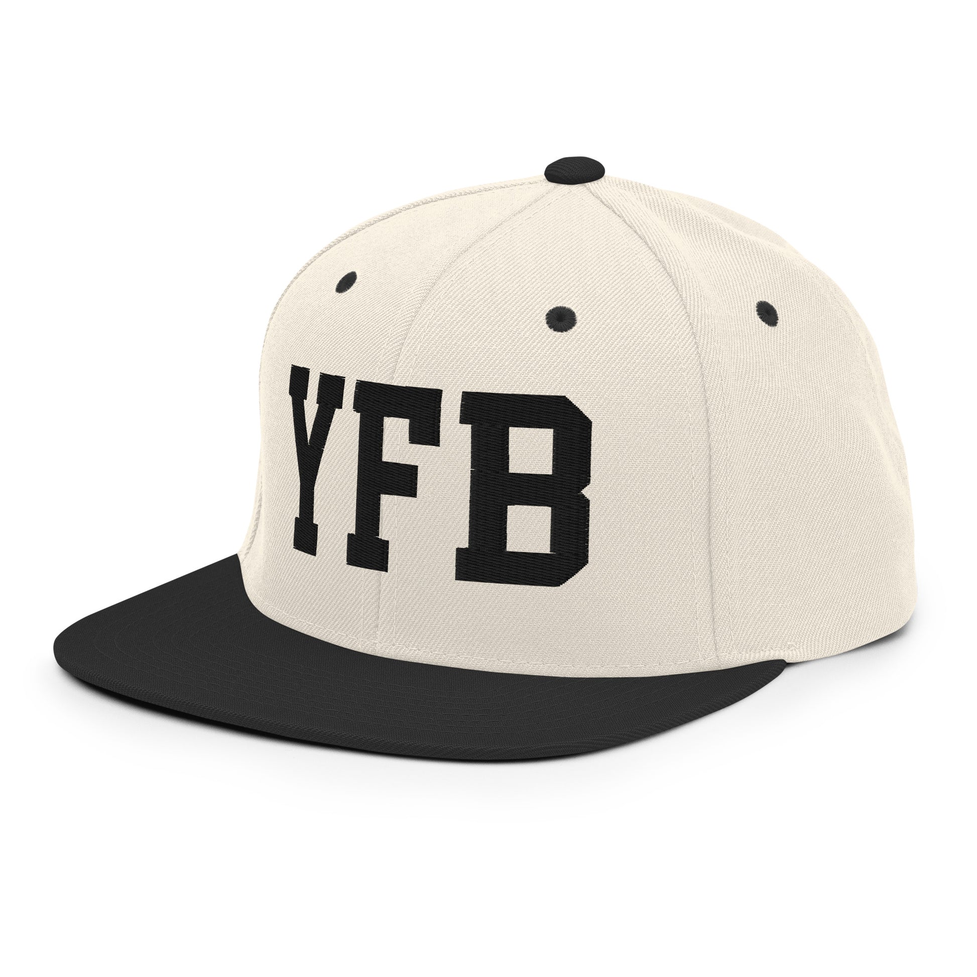 College-Style Classic Snapback Hat • Black • YFB Iqaluit Souvenir • YHM Designs - Image 01