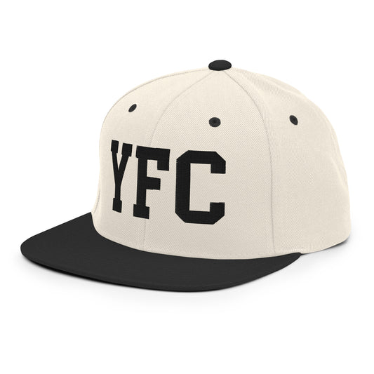 College-Style Classic Snapback Hat • Black • YFC Fredericton Souvenir • YHM Designs - Image 01