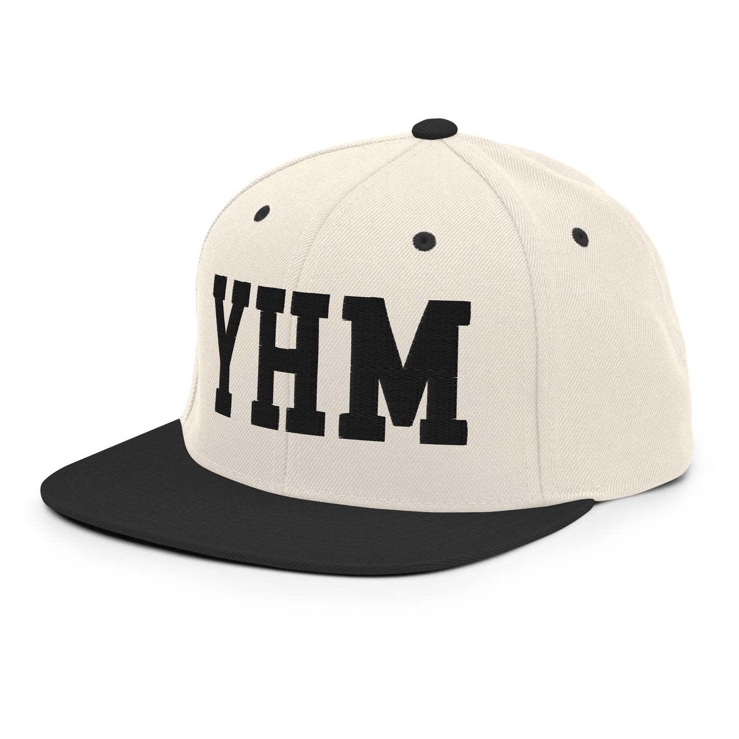 College-Style Classic Snapback Hat • Black • YHM Hamilton Souvenir • YHM Designs - Image 01