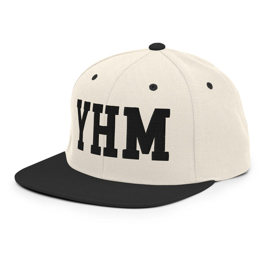 College-Style Classic Snapback Hat • Black • YHM Hamilton Souvenir • YHM Designs - Image 01