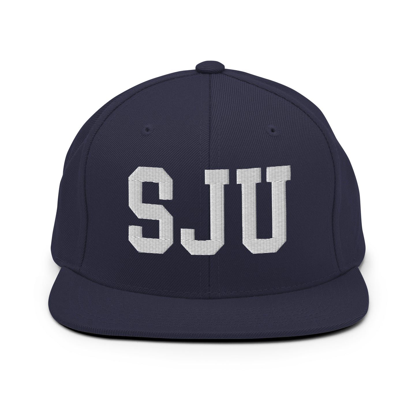 College-Style Classic Snapback Hat • White • SJU San Juan Souvenir • YHM Designs - Image 15
