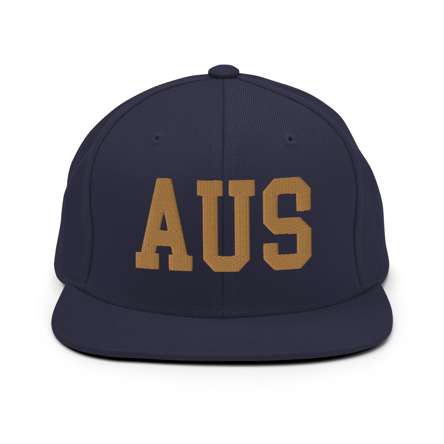 College-Style Classic Snapback Hat • Old Gold • AUS Austin Souvenir • YHM Designs - Image 14