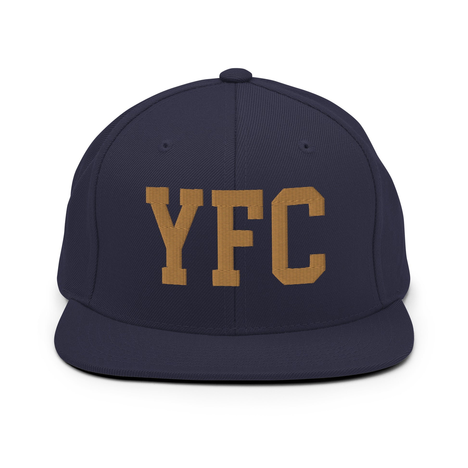 College-Style Classic Snapback Hat • Old Gold • YFC Fredericton Souvenir • YHM Designs - Image 14
