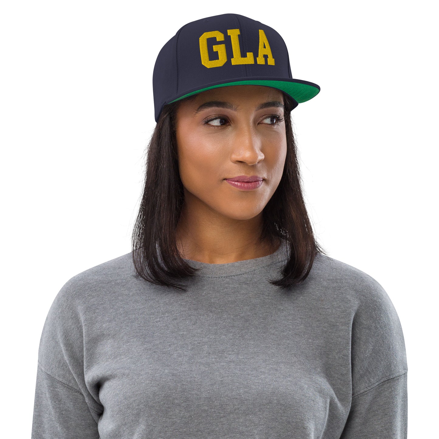 College-Style Classic Snapback Hat • Gold • GLA Glasgow • YHM Designs - Image 04