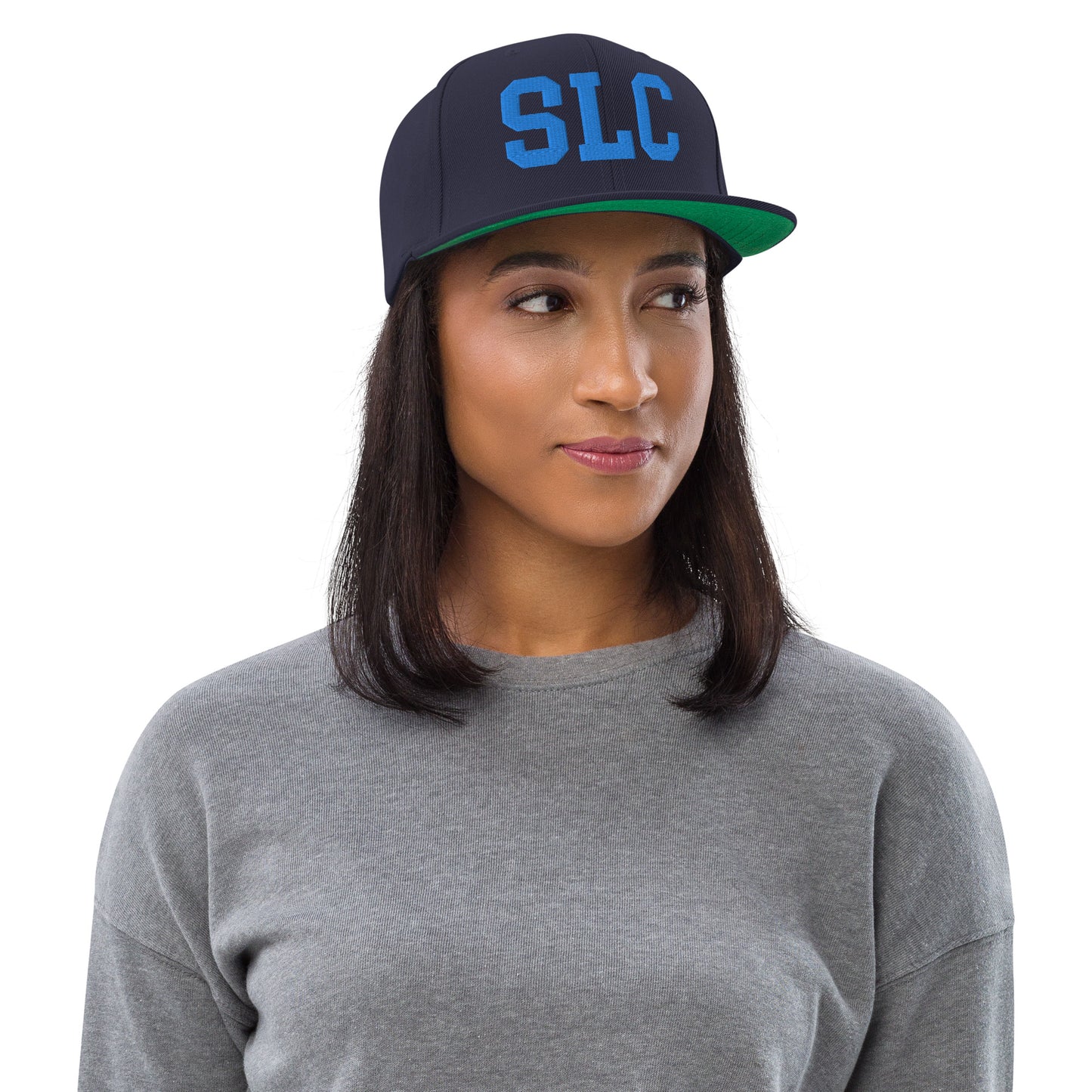 College-Style Classic Snapback Hat • Aqua Blue • SLC Salt Lake City • YHM Designs - Image 04