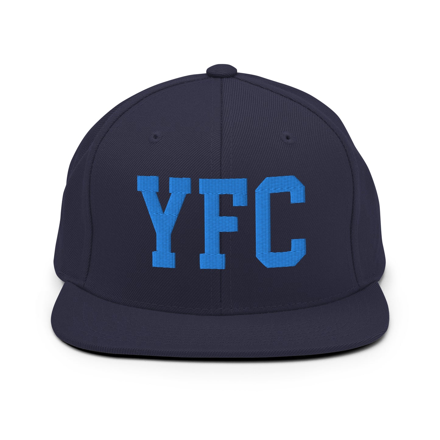 College-Style Classic Snapback Hat • Aqua Blue • YFC Fredericton Souvenir • YHM Designs - Image 07