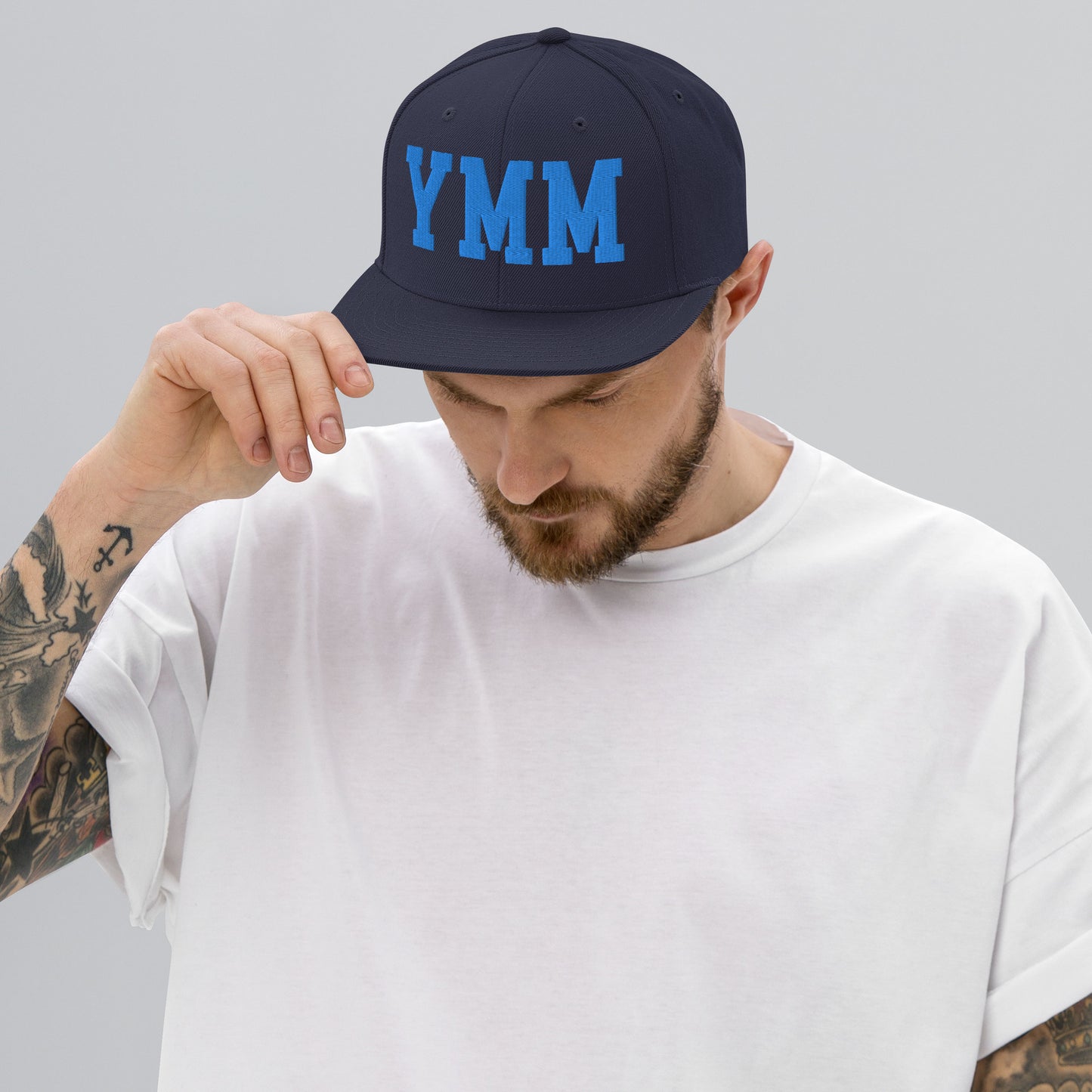 College-Style Classic Snapback Hat • Aqua Blue • YMM Fort McMurray • YHM Designs - Image 06