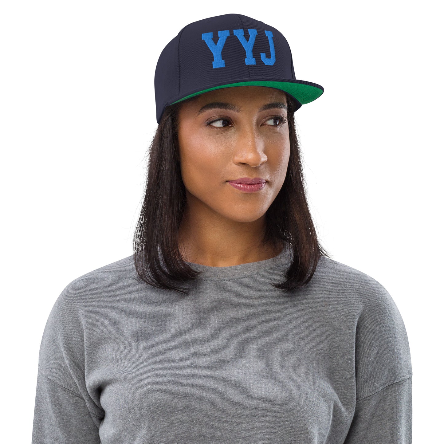 College-Style Classic Snapback Hat • Aqua Blue • YYJ Victoria • YHM Designs - Image 04