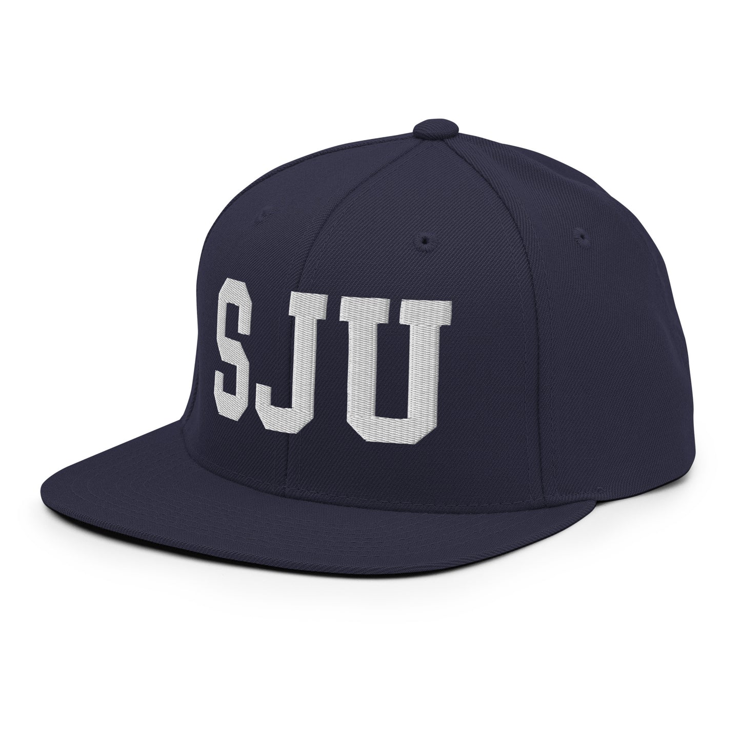 College-Style Classic Snapback Hat • White • SJU San Juan Souvenir • YHM Designs - Image 17