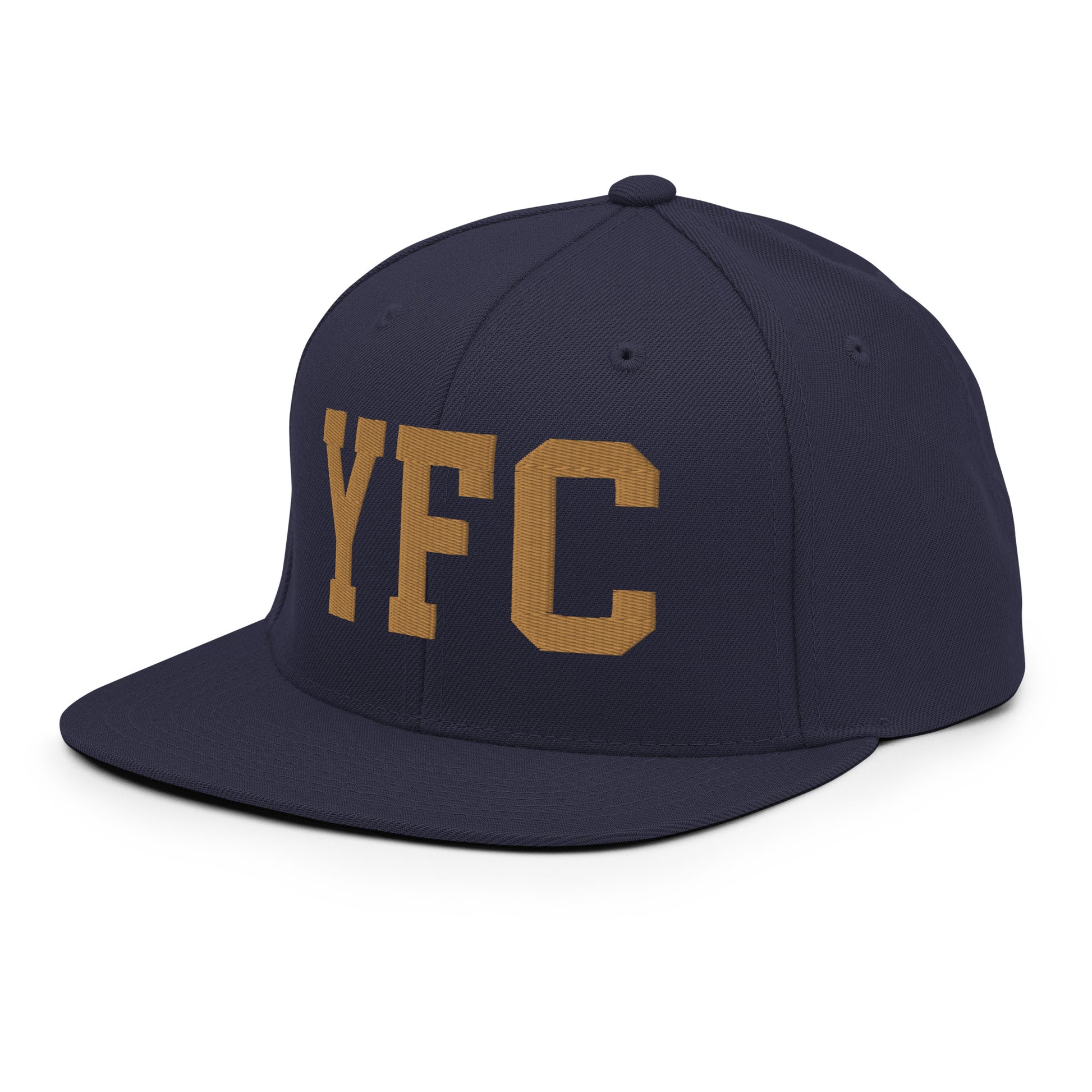 College-Style Classic Snapback Hat • Old Gold • YFC Fredericton Souvenir • YHM Designs - Image 16