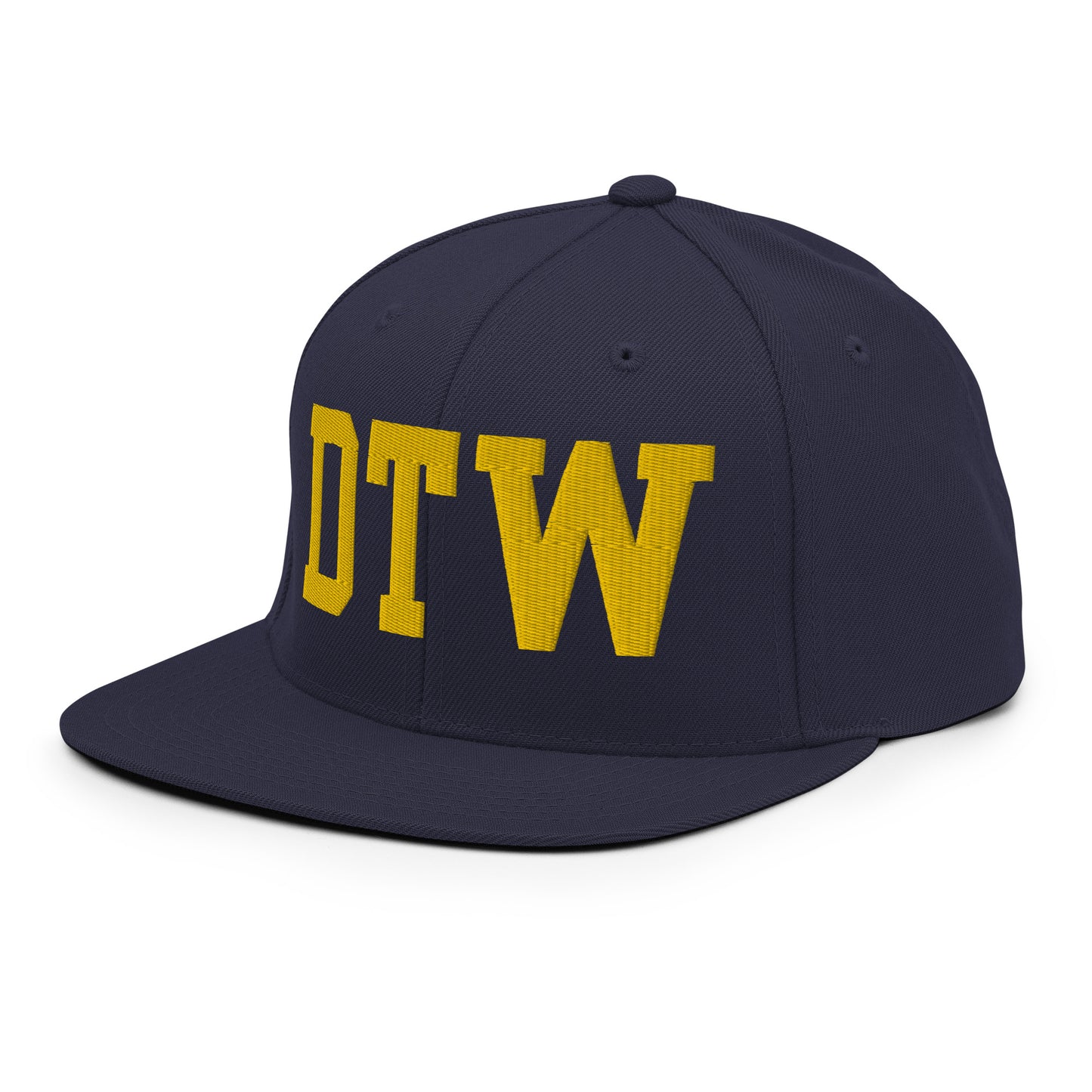 College-Style Classic Snapback Hat • Gold • DTW Detroit • YHM Designs - Image 01
