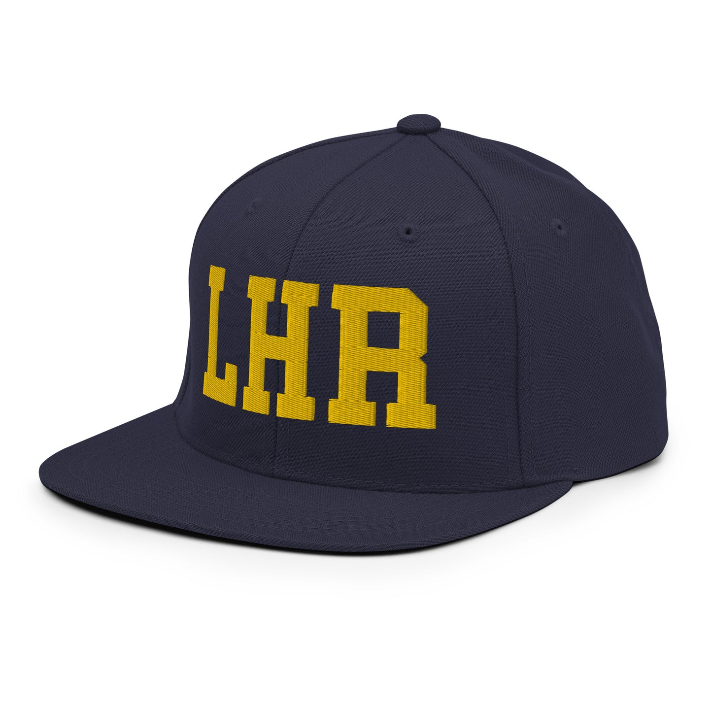 College-Style Classic Snapback Hat • Gold • LHR London • YHM Designs - Image 01