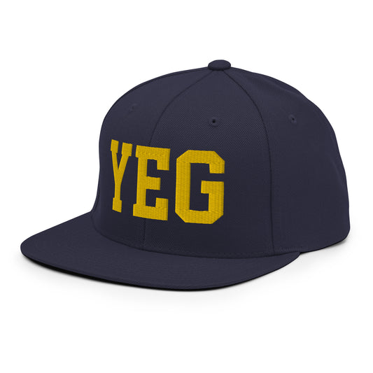 College-Style Classic Snapback Hat • Gold • YEG Edmonton Souvenir • YHM Designs - Image 01