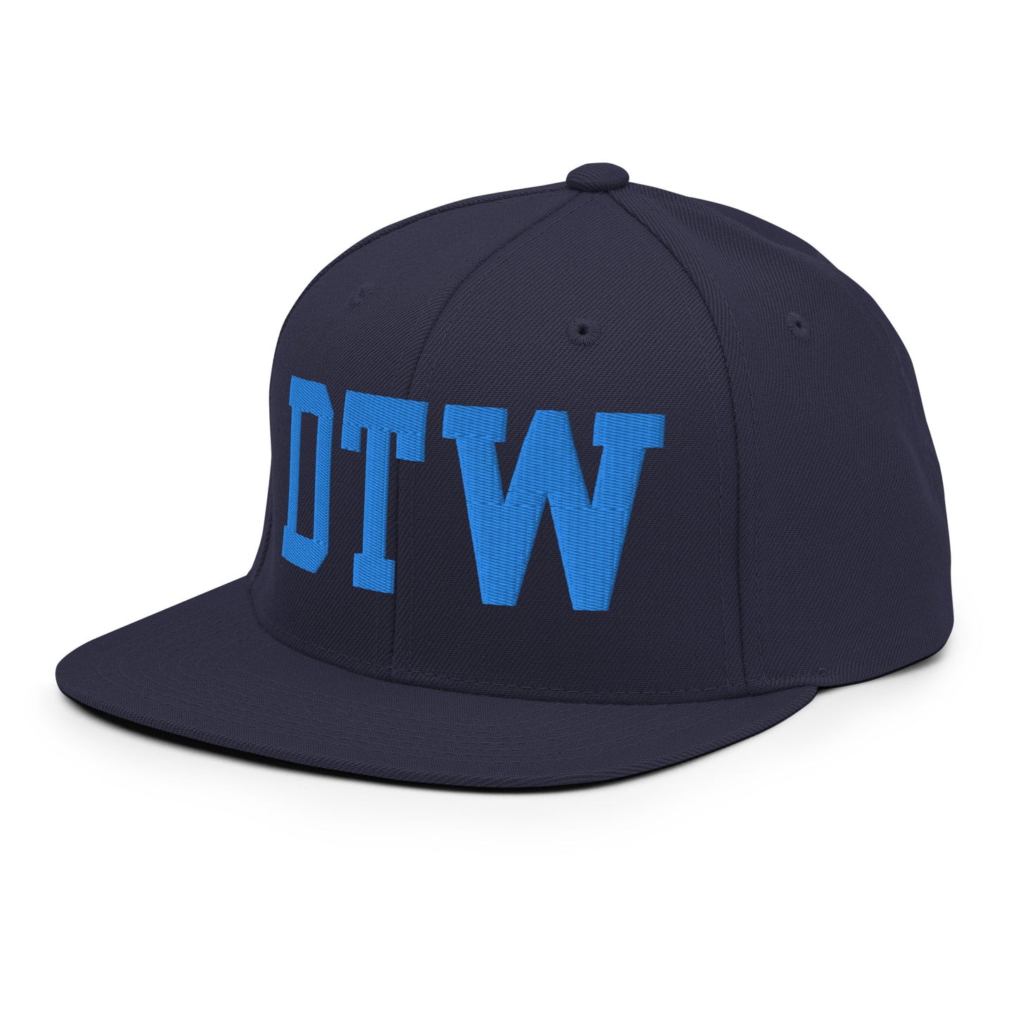 College-Style Classic Snapback Hat • Aqua Blue • DTW Detroit • YHM Designs - Image 01