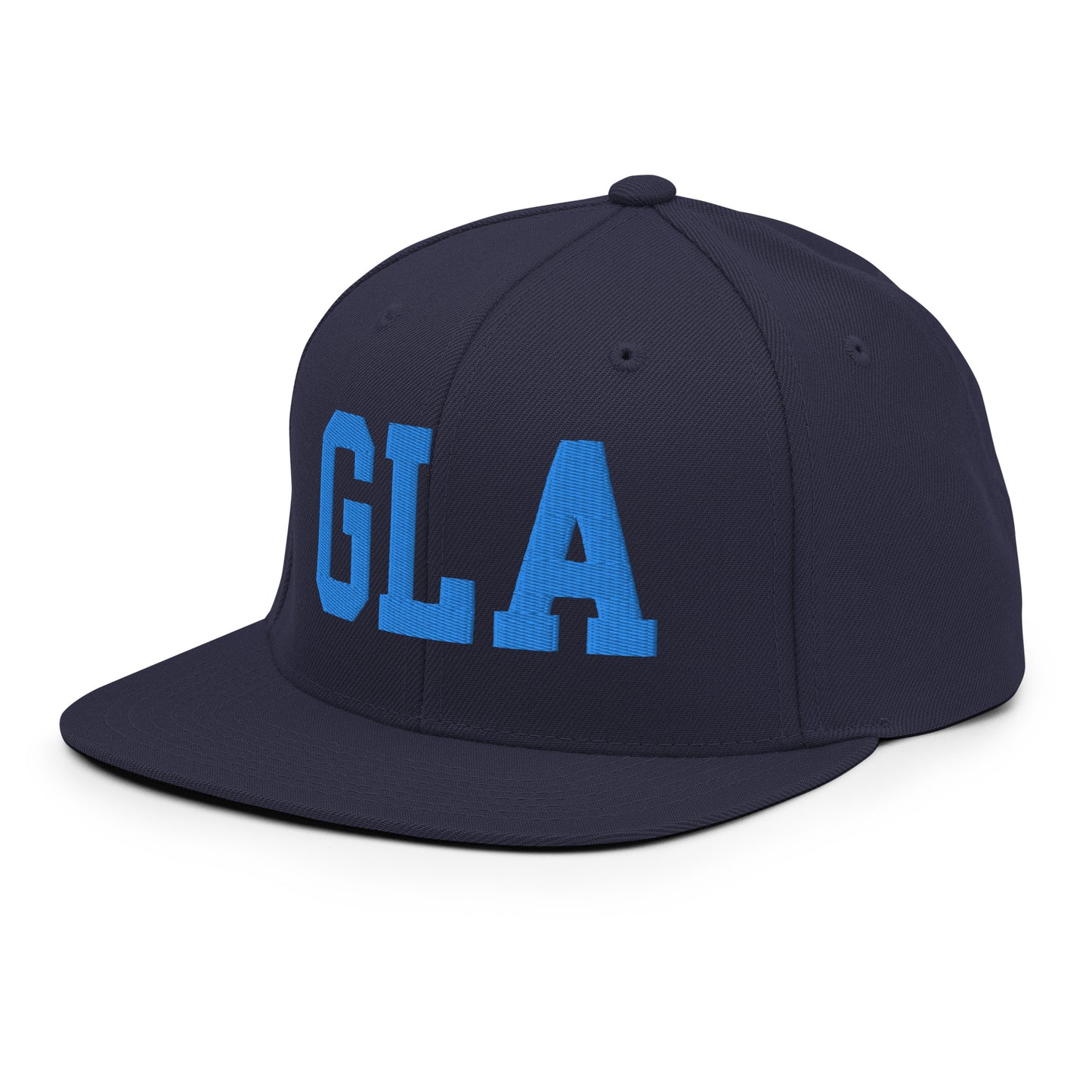 College-Style Classic Snapback Hat • Aqua Blue • GLA Glasgow • YHM Designs - Image 01