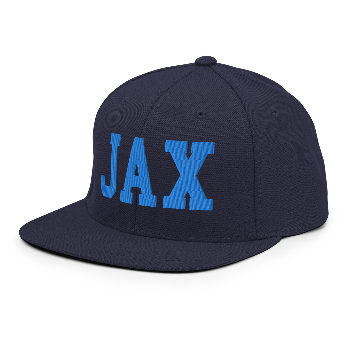 College-Style Classic Snapback Hat • Aqua Blue • JAX Jacksonville • YHM Designs - Image 01