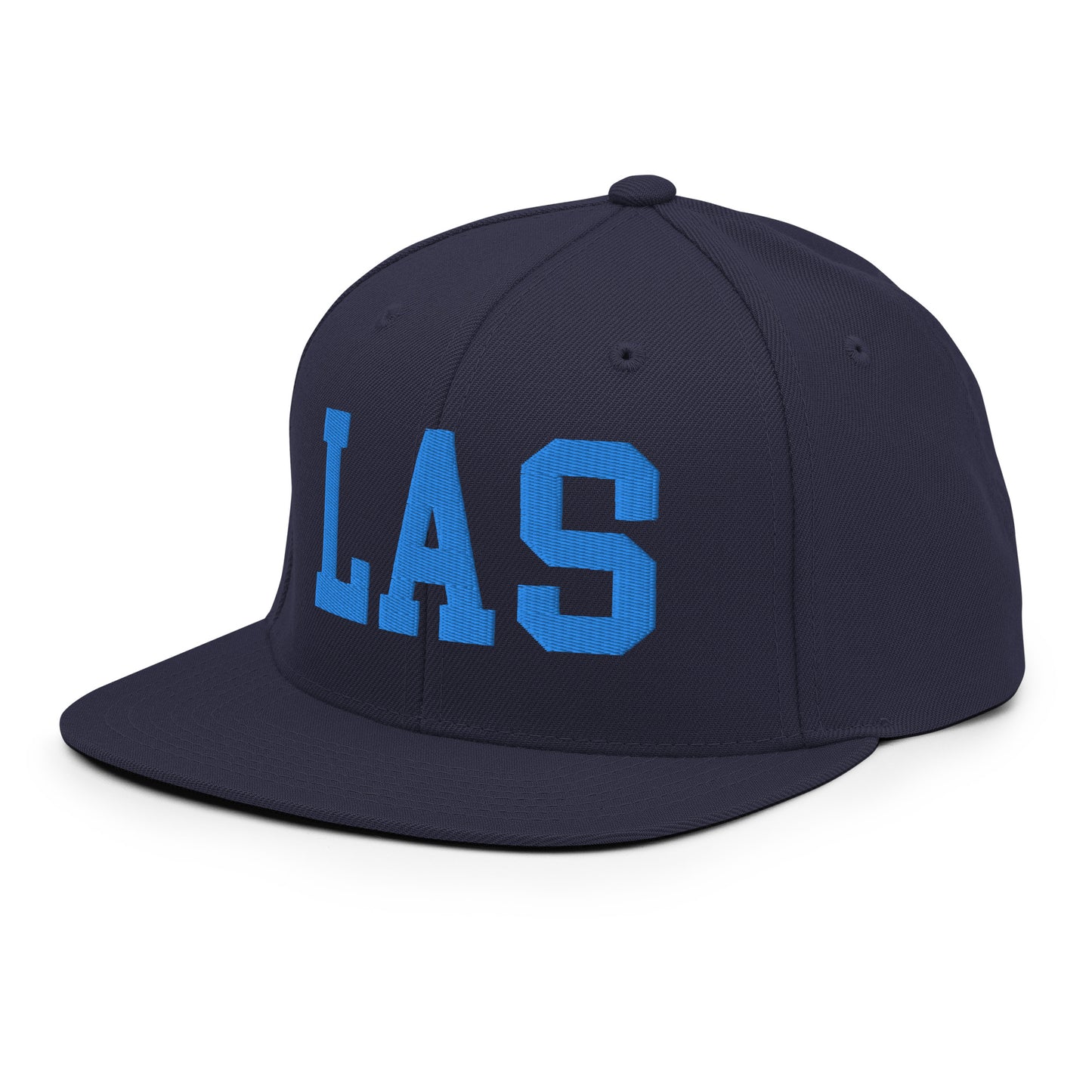 College-Style Classic Snapback Hat • Aqua Blue • LAS Las Vegas • YHM Designs - Image 01