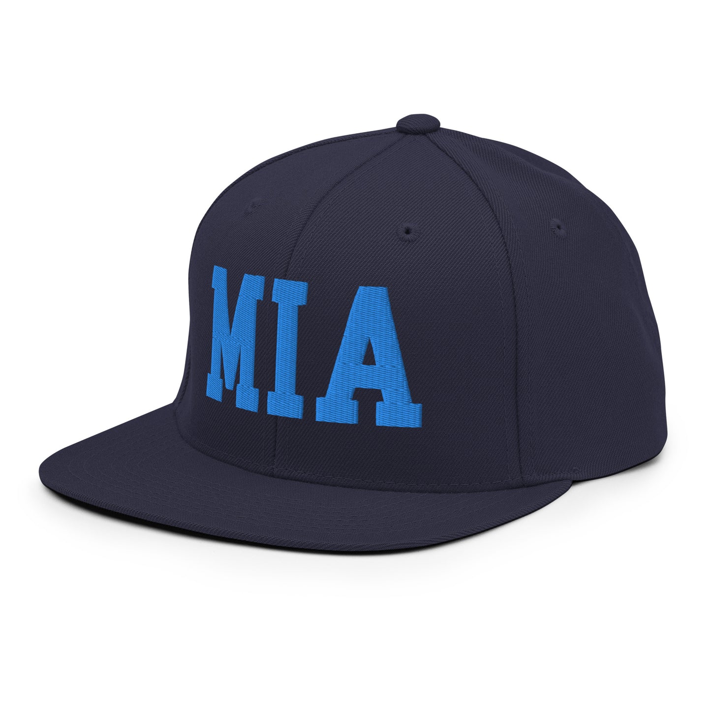 College-Style Classic Snapback Hat • Aqua Blue • MIA Miami • YHM Designs - Image 01