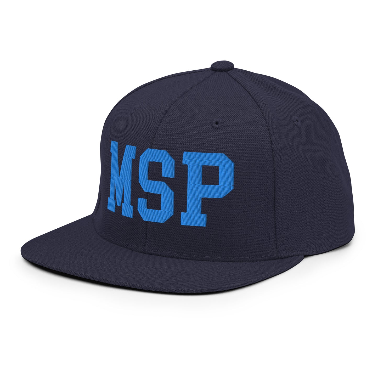 College-Style Classic Snapback Hat • Aqua Blue • MSP Minneapolis • YHM Designs - Image 01