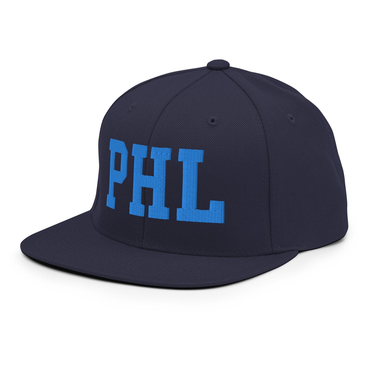 College-Style Classic Snapback Hat • Aqua Blue • PHL Philadelphia • YHM Designs - Image 01