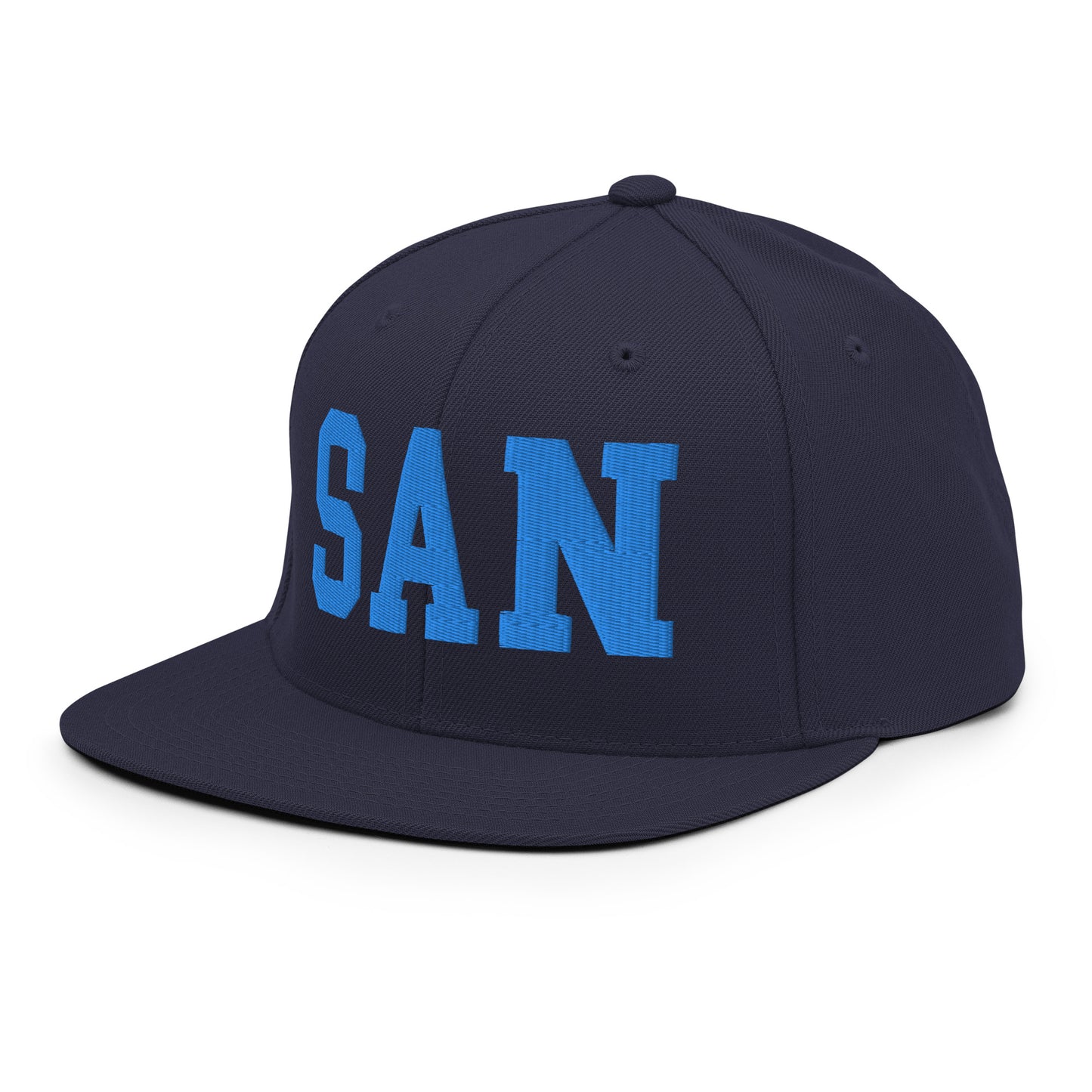 College-Style Classic Snapback Hat • Aqua Blue • SAN San Diego • YHM Designs - Image 01