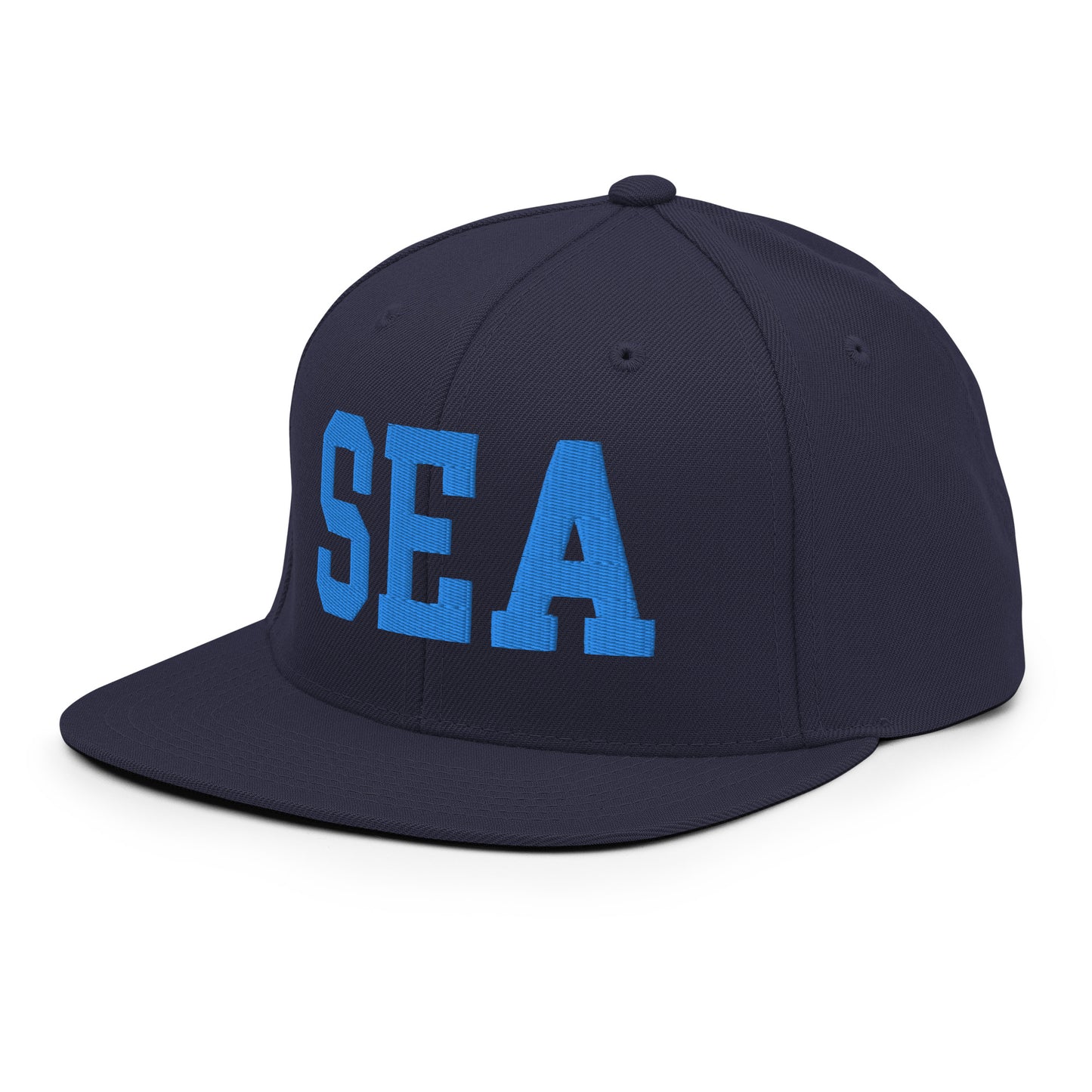 College-Style Classic Snapback Hat • Aqua Blue • SEA Seattle • YHM Designs - Image 01