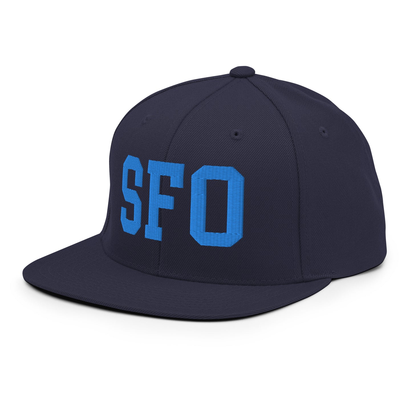 College-Style Classic Snapback Hat • Aqua Blue • SFO San Francisco • YHM Designs - Image 01