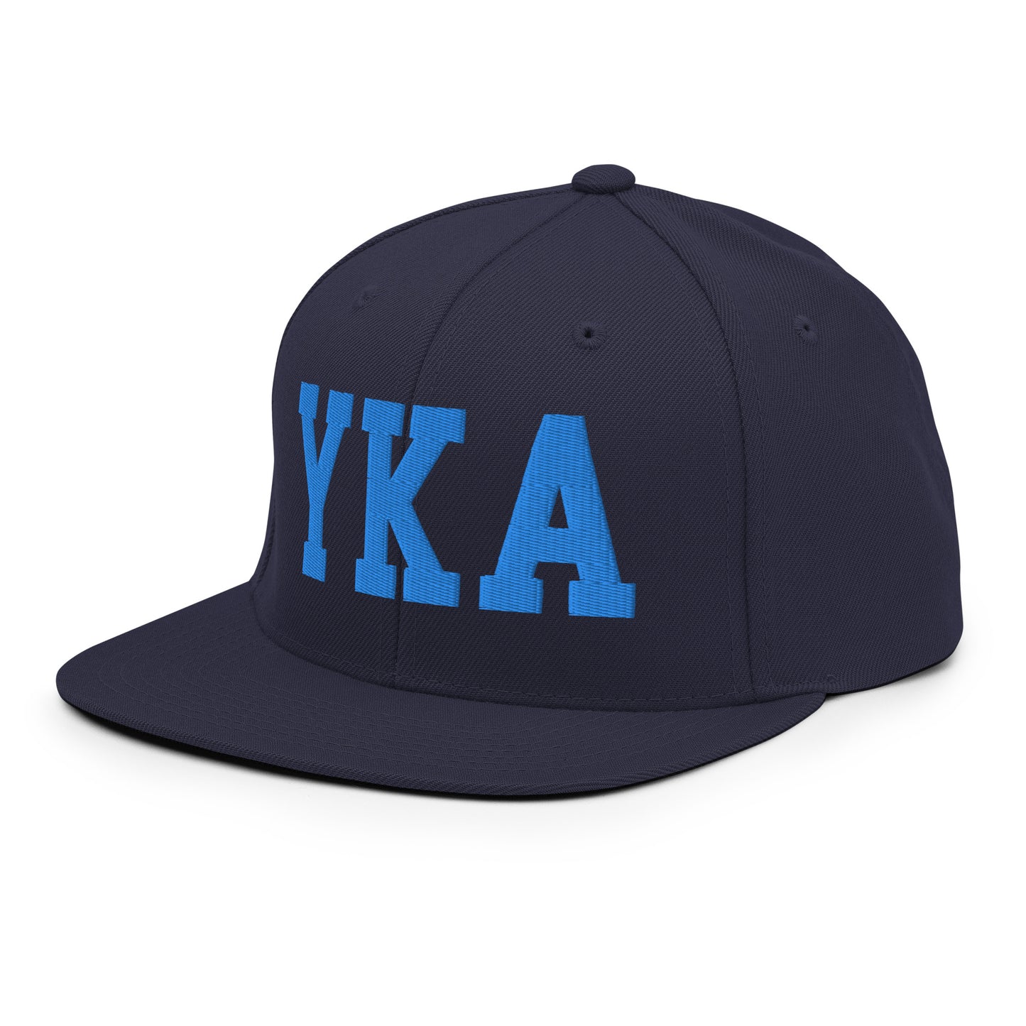College-Style Classic Snapback Hat • Aqua Blue • YKA Kamloops Souvenir • YHM Designs - Image 01